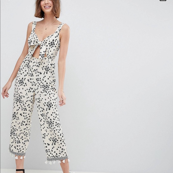 ASOS Other - ASOS Floral Jumpsuit With Cut Out & Tie Detail